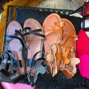 2 American eagle sandals, black and brown